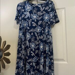 Loft swing dress Floral Blue and White Dress